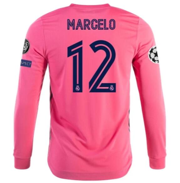 Real Madrid Long Sleeve Away Kit Soccer Jersey MARCELO #12 2020/21